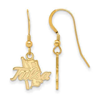 Sterling Silver Gold-plated LogoArt University of Tulsa Small Dangle Wire Earrings