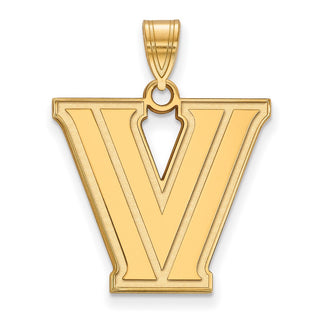 Sterling Silver Gold-plated LogoArt Villanova University Letter V Large Pendant
