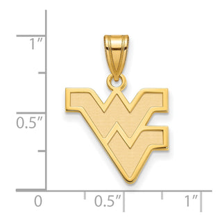 Sterling Silver Gold-plated LogoArt West Virginia University W-V Medium Pendant