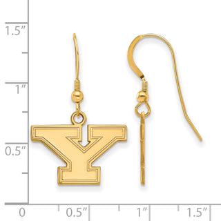 Sterling Silver Gold-plated LogoArt Youngstown State University Letter Y Small Dangle Wire Earrings