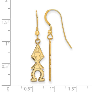 Sterling Silver Gold-plated LogoArt Alpha Chi Omega Sorority Greek Letters Small Dangle Earrings