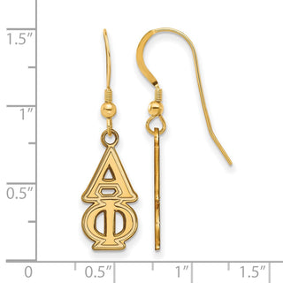 Sterling Silver Gold-plated LogoArt Alpha Phi Sorority Greek Letters Medium Dangle Earrings