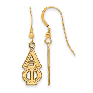 Sterling Silver Gold-plated LogoArt Alpha Phi Sorority Greek Letters Medium Dangle Earrings
