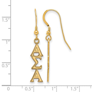 Sterling Silver Gold-plated LogoArt Alpha Sigma Alpha Sorority Greek Letters Medium Dangle Earrings