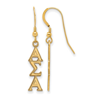 Sterling Silver Gold-plated LogoArt Alpha Sigma Alpha Sorority Greek Letters Medium Dangle Earrings