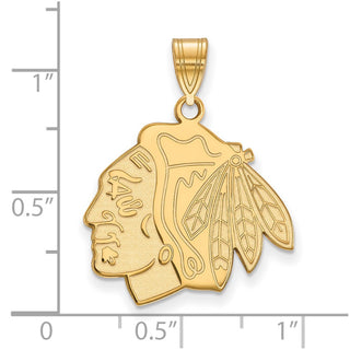 Sterling Silver Gold-plated NHL LogoArt Chicago Blackhawks Large Pendant