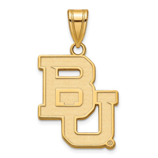 Sterling Silver Gold-plated LogoArt Baylor University Bears Large Pendant