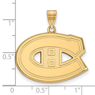 Sterling Silver Gold-plated NHL LogoArt Montreal Canadiens Large Pendant