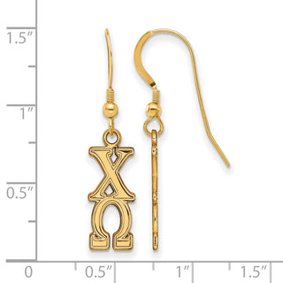 Sterling Silver Gold-plated LogoArt Chi Omega Sorority Greek Letters Medium Dangle Earrings