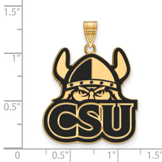 Sterling Silver Gold-plated LogoArt Cleveland State University Extra Large Enameled Pendant