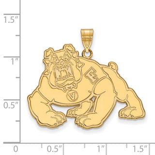 10k Gold LogoArt California State University Fresno Bulldog Extra Large Pendant