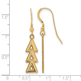 Sterling Silver Gold-plated LogoArt Delta Delta Delta Sorority Greek Letters Medium Dangle Earrings