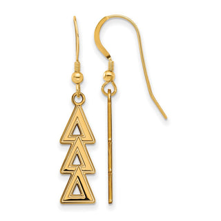 Sterling Silver Gold-plated LogoArt Delta Delta Delta Sorority Greek Letters Medium Dangle Earrings