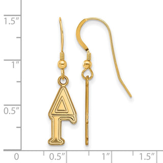 Sterling Silver Gold-plated LogoArt Delta Gamma Sorority Greek Letters Small Dangle Earrings