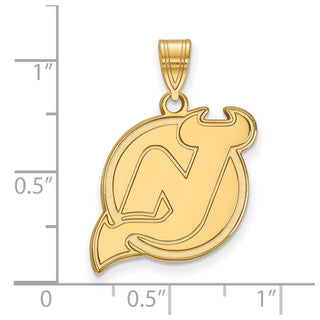 10k Gold NHL LogoArt New Jersey Devils Large Pendant