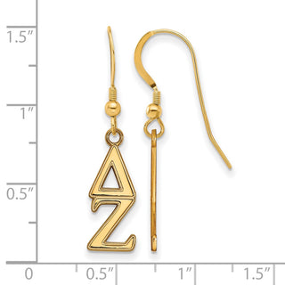 Sterling Silver Gold-plated LogoArt Delta Zeta Sorority Greek Letters Small Dangle Earrings