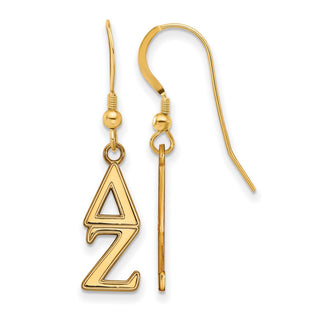 Sterling Silver Gold-plated LogoArt Delta Zeta Sorority Greek Letters Small Dangle Earrings