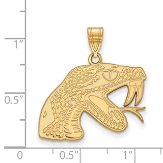 10k Gold LogoArt Florida A and M University Rattler Large Pendant