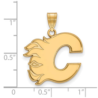 14k Gold NHL LogoArt Calgary Flames Letter C Large Pendant