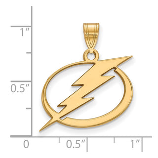 Sterling Silver Gold-plated NHL LogoArt Tampa Bay Lightning Large Pendant