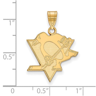 Sterling Silver Gold-plated NHL LogoArt Pittsburgh Penguins Large Pendant
