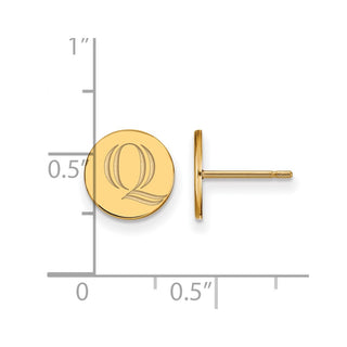 Sterling Silver Gold-plated LogoArt Quinnipiac University Letter Q Extra Small Post Earrings