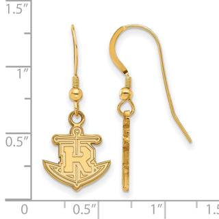 Sterling Silver Gold-plated LogoArt Rollins College Anchor Small Dangle Wire Earrings