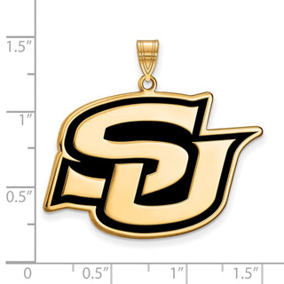 Sterling Silver Gold-plated LogoArt Southern University Jaguars Extra Large Enameled Pendant