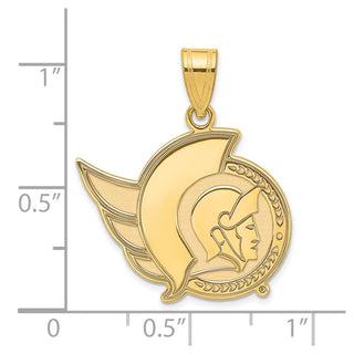 Sterling Silver Gold-plated NHL LogoArt Ottawa Senators Large Pendant
