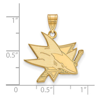 Sterling Silver Gold-plated NHL LogoArt San Jose Sharks Large Pendant