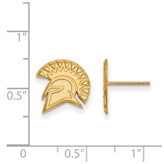 Sterling Silver Gold-plated LogoArt San Jose State University Spartan Small Post Earrings