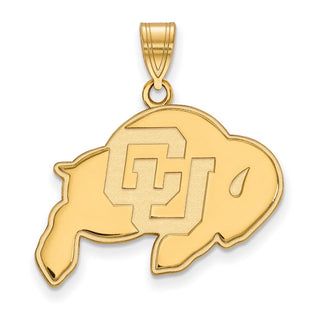 Sterling Silver Gold-plated LogoArt University of Colorado Buffalo Large Pendant