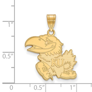 14k Gold LogoArt University of Kansas Jayhawk Large Pendant