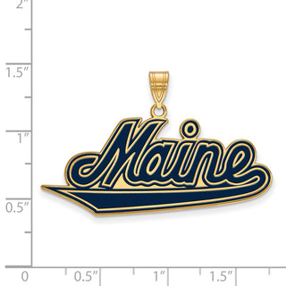 Sterling Silver Gold-plated LogoArt University of Maine Extra Large Enameled Pendant