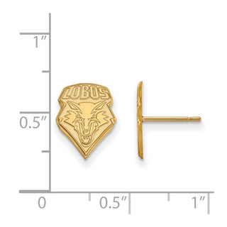 Sterling Silver Gold-plated LogoArt University of New Mexico Lobos Small Post Earrings