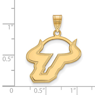 Sterling Silver Gold-plated LogoArt University of South Florida Bull Large Pendant