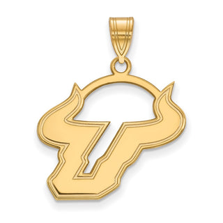Sterling Silver Gold-plated LogoArt University of South Florida Bull Large Pendant