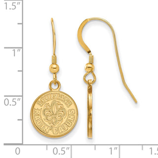 Sterling Silver Gold-plated LogoArt University of Louisiana at Lafayette Small Dangle Wire Earrings
