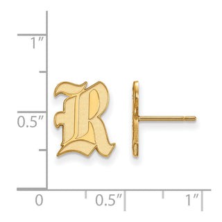 10k Gold LogoArt Rice University Letter R Small Post Earrings