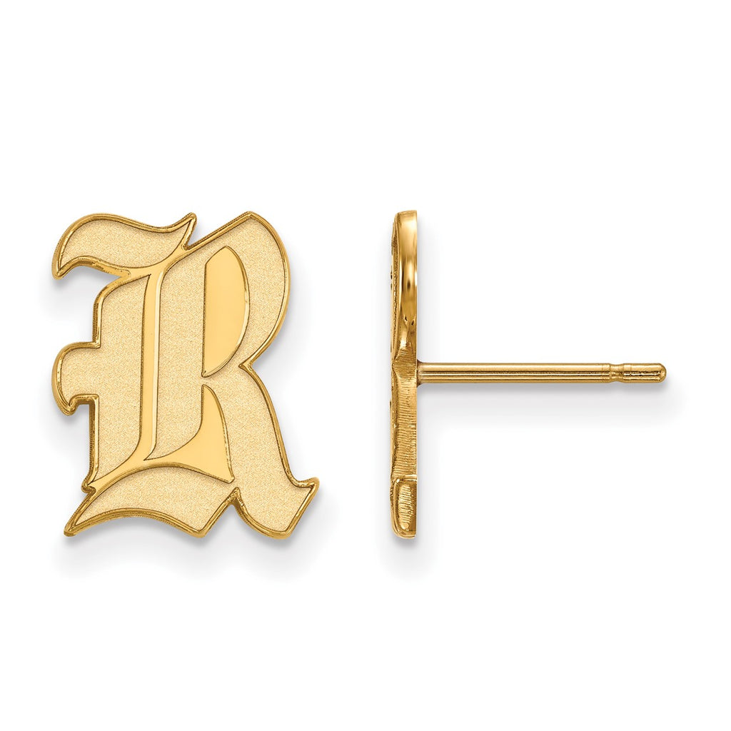 14k Gold LogoArt Rice University Letter R Small Post Earrings ...