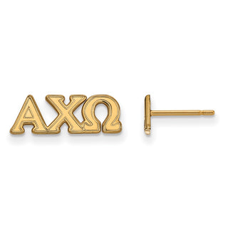 Sterling Silver Gold-plated LogoArt Alpha Chi Omega Sorority Greek Letters Extra Small Post Earrings