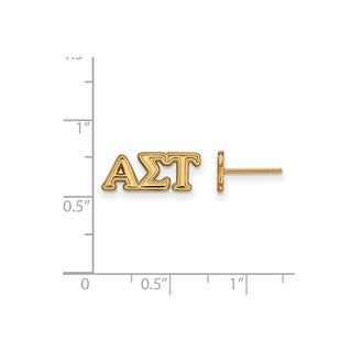 Sterling Silver Gold-plated LogoArt Alpha Sigma Tau Sorority Greek Letters Extra Small Post Earrings