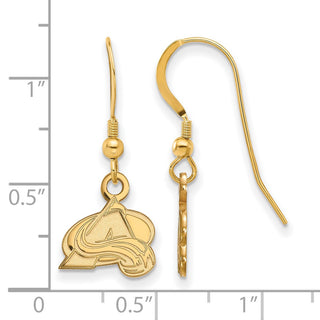 Sterling Silver Gold-plated NHL LogoArt Colorado Avalanche Letter A Extra Small Dangle Earrings