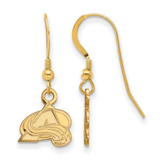 Sterling Silver Gold-plated NHL LogoArt Colorado Avalanche Letter A Extra Small Dangle Earrings