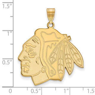 Sterling Silver Gold-plated NHL LogoArt Chicago Blackhawks Extra Large Pendant