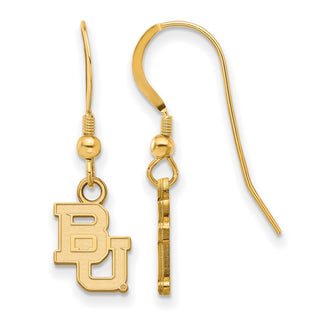 Sterling Silver Gold-plated LogoArt Baylor University Bears Extra Small Dangle Wire Earrings