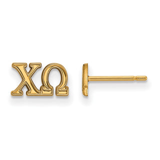Sterling Silver Gold-plated LogoArt Chi Omega Sorority Greek Letters Extra Small Post Earrings