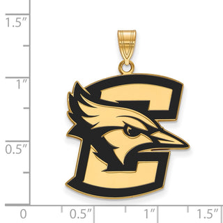 Sterling Silver Gold-plated LogoArt Creighton University Bluejay Extra Large Enameled Pendant
