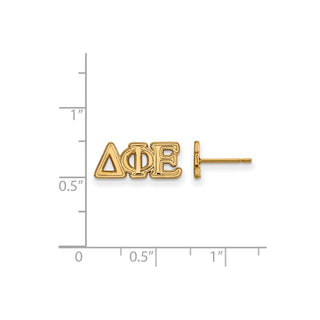 Sterling Silver Gold-plated LogoArt Delta Phi Epsilon Sorority Greek Letters Extra Small Post Earrings