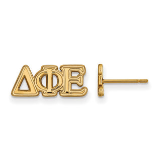 Sterling Silver Gold-plated LogoArt Delta Phi Epsilon Sorority Greek Letters Extra Small Post Earrings